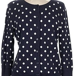 Talbots Black White Polka Dot Cardigan Sweater 2X